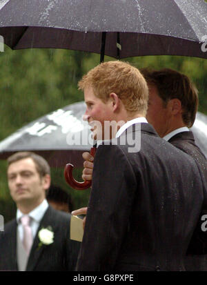Princes William and Harry arrive for the wedding of the Duchess of Cornwall's son, Tom Parker Bowles to Sara Buys at St Nicholas Church, Rotherfield Greys, near Henley-on-Thames Saturday September 10, 2005. See PA story ROYAL ParkerBowles. PRESS ASSOCIATION Photo. Photo credit should read: Johnny Green/PA Stock Photo