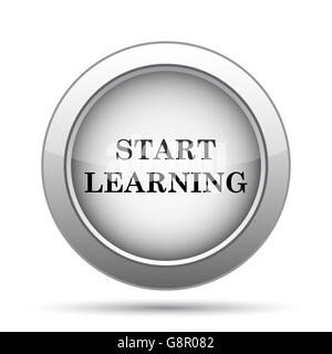 Start learn icon. Internet button on white background. Stock Photo