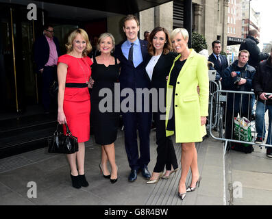 (L-R) Louise Minchin, Carol Kirkwood, Dan Walker, Sally Nugent and Stephanie McGovern attending the 2016 Television and Radio Industries Club Awards, Grosvenor House, Park Lane, London. PRESS ASSOCIATION Photo. Picture date: Tuesday March 8, 2016. Photo credit should read: Ian West/PA Wire Stock Photo