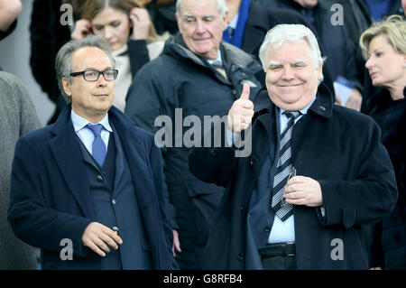 New Everton owner Farhad Moshiri with Bill Kenwright (right) during the Emirates FA Cup, Quarter Final match at Goodison Park, Liverpool. Stock Photo