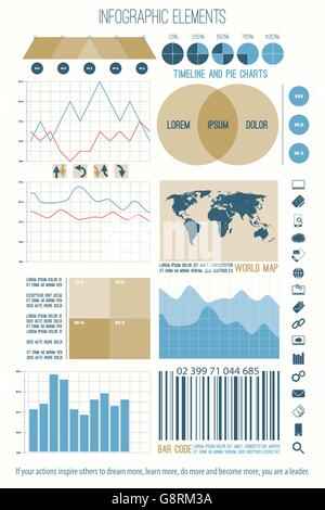 set of infographic elements, web technology icons. vector timeline, option graph, bar code symbol. pie chart info graphic icon. Stock Vector