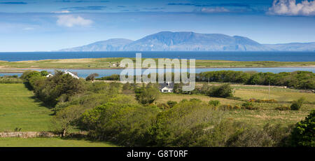 Ireland, Co Sligo, Cliffoney, coast and Donegal Bay across to Slieve League, panoramic Stock Photo