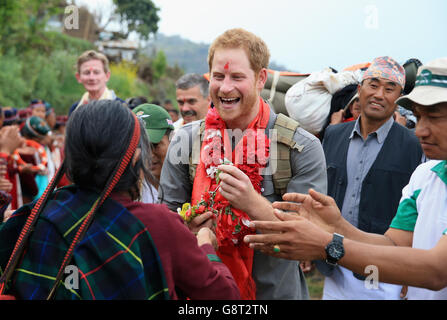 Prince Harry Visits Nepal, Day 3. Prince Harry visiting the village of Leorani in Nepal. Stock Photo