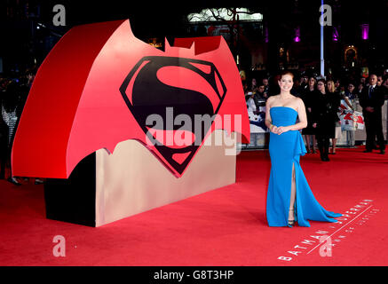 Amy Adams attending the Batman v Superman: Dawn Of Justice European Premiere, at the Odeon and Empire Leicester Square, London. PRESS ASSOCIATION Photo. Picture date: Tuesday March 22, 2016. See PA Story SHOWBIZ Batman. Photo credit should read: Ian West/PA Wire Stock Photo