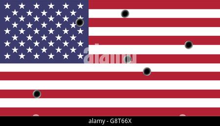 Gun Crime in the USA - Bullets Through the American Flag Stock Vector