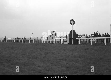 1967 Grand National - Aintree. Foinavon, ridden by John Buckingham, romps home to win the 1967 Grand National at Aintree. Stock Photo