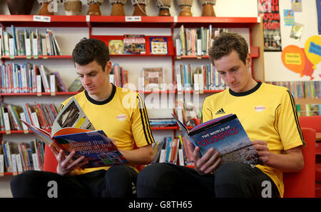 Brownlee Brothers Photocall - Bramhope Primary School Stock Photo