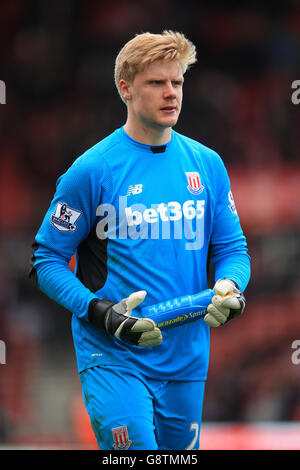 Stoke City v Swansea City - Barclays Premier League - Britannia Stadium. Stoke City goalkeeper Jakob Haugaard Stock Photo