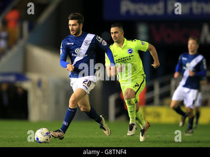Birmingham City's Jon Toral (left) gets away from Brighton and Hove Albion's Biram Kayal during the Sky Bet Championship match at St Andrews, Birmingham. PRESS ASSOCIATION Photo. Picture date: Tuesday April 5, 2016. See PA story SOCCER Birmingham. Photo credit should read: Nick Potts/PA Wire. Stock Photo
