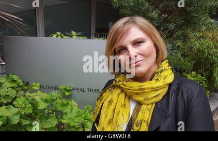 Victoria Wasteney, 39, from Epping in Essex, outside the Employment Appeal Tribunal in central London, where she lost an appeal against being disciplined by her NHS employer. Stock Photo