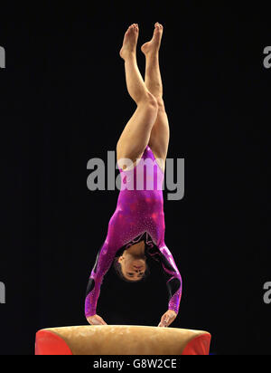 Claudia Fragapane on the vault during the Artistic Gymnastics British Championships 2016 at the Echo Arena, Liverpool. Stock Photo