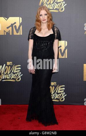 2016 MTV Movie Awards - Arrivals. Jessica Chastain arriving at the 2016 MTV Movie Awards at Warner Bros Studios in Burbank, Los Angeles. Stock Photo
