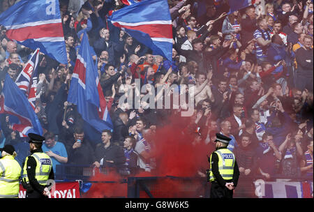 Rangers' fans during the William Hill Scottish Cup semi-final match at Hampden Park, Glasgow. Stock Photo