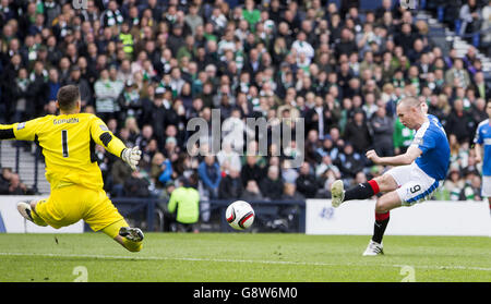 Rangers v Celtic - William Hill Scottish League Cup - Semi Final - Hampden Park. Rangers' Kenny Miller scores his sides opening goal during the William Hill Scottish Cup semi-final match at Hampden Park, Glasgow. Stock Photo