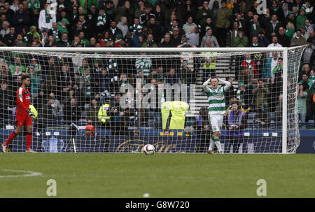 Rangers v Celtic - William Hill Scottish League Cup - Semi Final - Hampden Park. Celtic's Callum McGregor reacts to a missed penalty during the William Hill Scottish Cup semi-final match at Hampden Park, Glasgow. Stock Photo