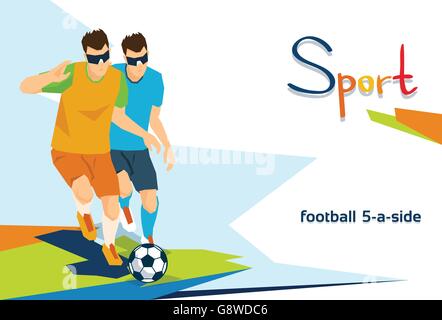 Premium Vector  Disabled athlete, blind male soccer running kicking ball  vector flat illustration. sportsman football player performing sports  activity isolated on white. handicapped man with blindfold.