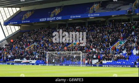 Birmingham City v Burnley - Sky Bet Championship - St Andrews. Burnley fans in the away end at St Andrews before the game. Stock Photo