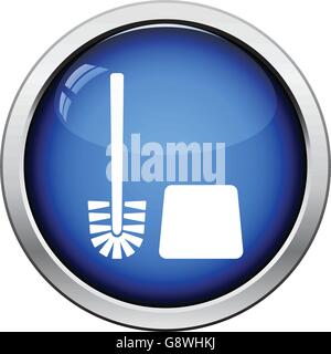 Toilet brush icon. Glossy button design. Vector illustration. Stock Vector