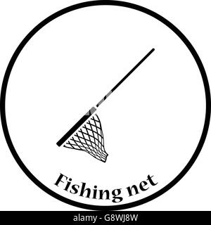 Icon of Fishing net . Thin circle design. Vector illustration. Stock Vector