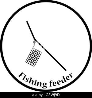 Icon of  fishing feeder net. Thin circle design. Vector illustration. Stock Vector