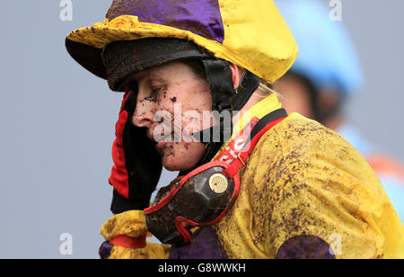 Jockey Cathy Gannon after running in the Ben Burgess and Co Handicap Stakes during day three of the Craven Meeting at Newmarket Racecourse. Stock Photo
