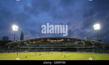 Dusk at the Kia Oval for the game between England and Sri Lanka. Stock Photo