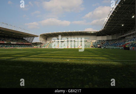 The National Football Stadium at Windsor Park, Belfast where Northern Ireland play their home international games. Stock Photo