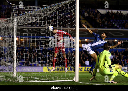 Middlesbrough's Gaston Ramirez scores his side's second goal of the game during the Sky Bet Championship match at St Andrew's, Birmingham. PRESS ASSOCIATION Photo. Picture date: Friday April 29, 2016. See PA story SOCCER Birmingham. Photo credit should read: David Davies/PA Wire. RESTRICTIONS: . No use with unauthorised audio, video, data, fixture lists, club/league logos or 'live' services. Stock Photo