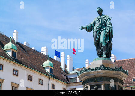 Statue of Emperor Francis I in Hofburg Palace court, In der burg in old town of Vienna, Austria Stock Photo