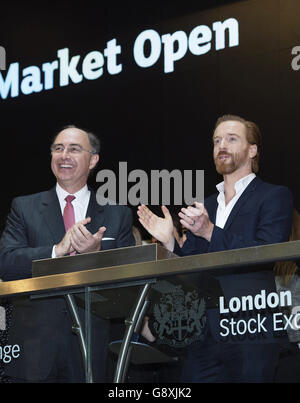 Damian Lewis opens the London Stock Exchange Stock Photo