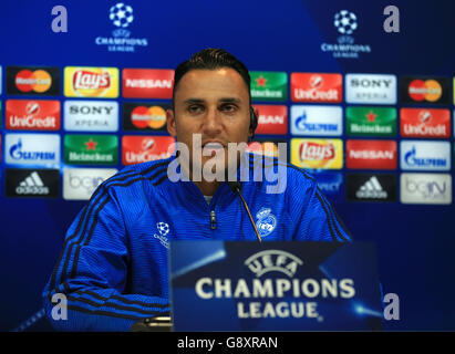 Real Madrid goalkeeper Keylor Navas during a press conference at the Santiago Bernabeu, Madrid. Stock Photo