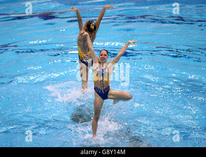 France compete in the Synchronised Swimming Team Free Preliminary during day three of the European Aquatics Championships at the London Aquatics Centre in Stratford. PRESS ASSOCIATION Photo. Picture date: Wednesday May 11, 2016. See PA story DIVING London. Photo credit should read: John Walton/PA Wire. Stock Photo