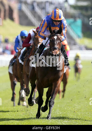 Somehow ridden by Ryan Moore wins The Arkle Finance Cheshire Oaks during Betway Chester Cup Day of the Boodles May Festival at Chester Racecourse. Stock Photo