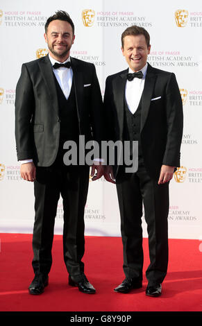 Anthony McPartlin and Declan Donnelly aka Ant and Dec attending the House of Fraser BAFTA TV Awards 2016 at the Royal Festival Hall, Southbank, London. PRESS ASSOCIATION Photo. Picture date: Sunday 8th May 2016. See PA Story SHOWBIZ Bafta. Photo credit should read: Jonathan Brady/PA Wire Stock Photo