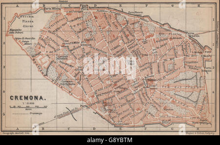 CREMONA antique town city plan piano urbanistico. Italy mappa, 1895 Stock Photo