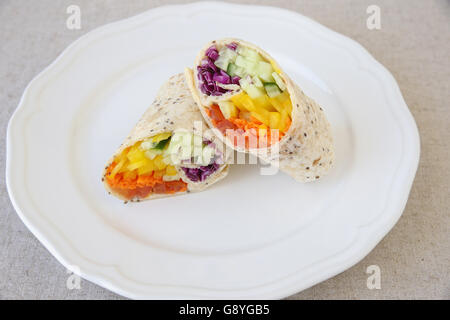 Go green, Rainbow salad tortilla wraps Stock Photo