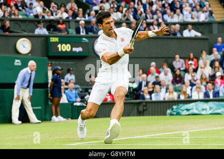 London, UK. 29th June, 2016. Novak Djokovic (SRB) Tennis : Novak Djokovic of Serbia during the Men's singles second round match of the Wimbledon Lawn Tennis Championships against Adrian Mannarino of France at the All England Lawn Tennis and Croquet Club in London, England . Credit:  AFLO/Alamy Live News Stock Photo