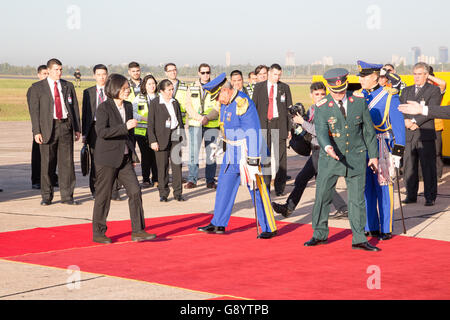 Asuncion, Paraguay. 30th June, 2016. Taiwan's President Tsai Ing-wen during a departure ceremony following an official visit, Silvio Pettirossi International Airport, Luque, Paraguay. Credit:  Andre M. Chang/ARDUOPRESS/Alamy Live News Stock Photo