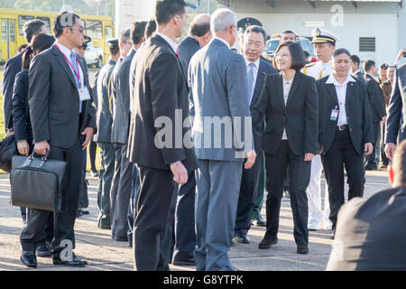 Asuncion, Paraguay. 30th June, 2016. Taiwan's (Republic of China) President Tsai Ing-wen during a departure ceremony following an official visit, Silvio Pettirossi International Airport, Luque, Paraguay. Credit:  Andre M. Chang/ARDUOPRESS/Alamy Live News Stock Photo