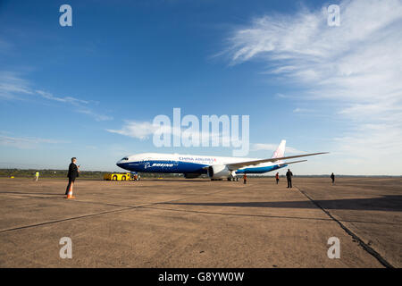 Asuncion, Paraguay. 30th June, 2016. Taiwan's (Republic of China) President Tsai Ing-wen special China Airlines aircraft prepares to depart, Silvio Pettirossi International Airport, Luque, Paraguay. Credit:  Andre M. Chang/ARDUOPRESS/Alamy Live News Stock Photo