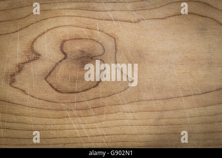 Background of close focus on used wooden cutting board with slightly scratches from knife Stock Photo