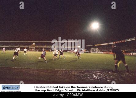Soccer - Littlewoods FA Cup Third Round - Hereford United v Tranmere Rovers. Action from the game Stock Photo