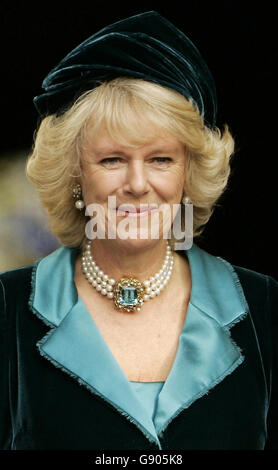 Britain's Duchess of Cornwall, the wife of Britain's Prince of Wales, leaves after attending the Trafalgar 200 commemoration service at St Paul's Cathedral in London, Sunday October 23, 2005. The Battle of Trafalgar took place on Oct 21, 1805, when Britain's Admiral Lord Nelson defeated a combined French and Spanish fleet, under Admiral Villeneuve, off the Spanish coast between Cadiz and Cape Trafalgar. PRESS ASSOCIATION Photo. Photo credit should read: Matt Dunham/WPA/PA Stock Photo