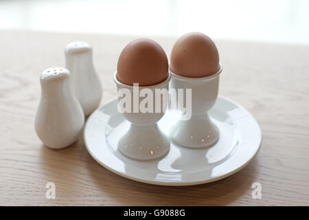 soft boiled egg in eggcup for breakfast meal Stock Photo