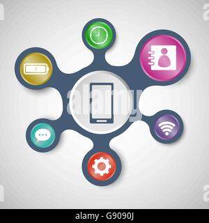 Mobile phone infographic templates with connected metaballs, stock vector Stock Vector