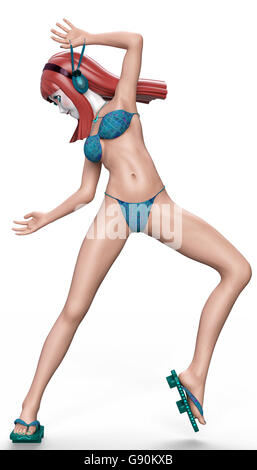 geisha bikini dancing Stock Photo