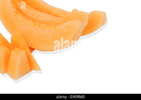 sliced cantaloupe melon Isolated on the white background this has clipping path. Stock Photo