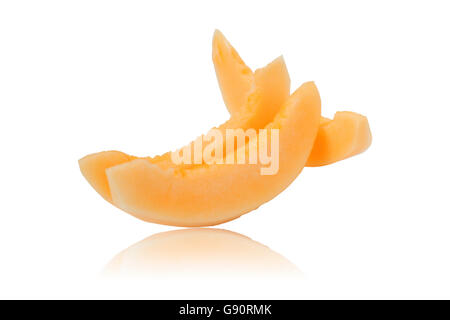 sliced cantaloupe melon Isolated on the white background this has clipping path. Stock Photo