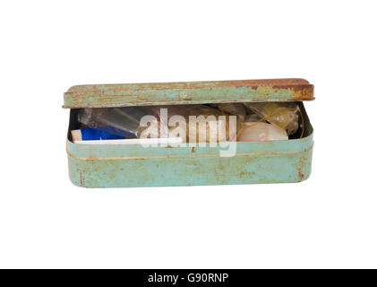 old rusty metal box isolated on white background. this had clipping path Stock Photo