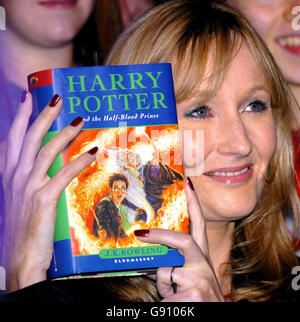 A file Picture of JK Rowling The author of the Harry Potter Books.dated 15 July 2005. Harry Potter has been voted the greatest fantasy hero of all time. The schoolboy wizard, whose latest film Harry Potter And The Goblet of Fire has its world premiere this Sunday, was the runaway favourite in a poll of film fans. See PA Story SHOWBIZ Potter. PRESS ASSOCIATION PHOTO. PHOTO CREDIT SHOULD READ Chris Radburn/PA Stock Photo